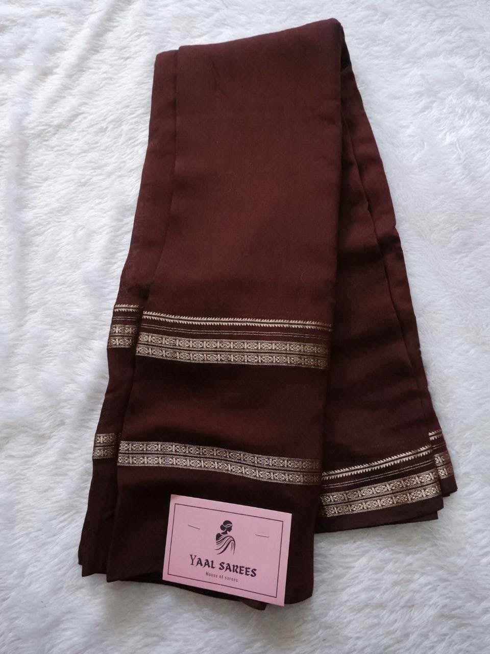 Assamese Handloom coffee brown Saree with Red Contrast Blouse Online