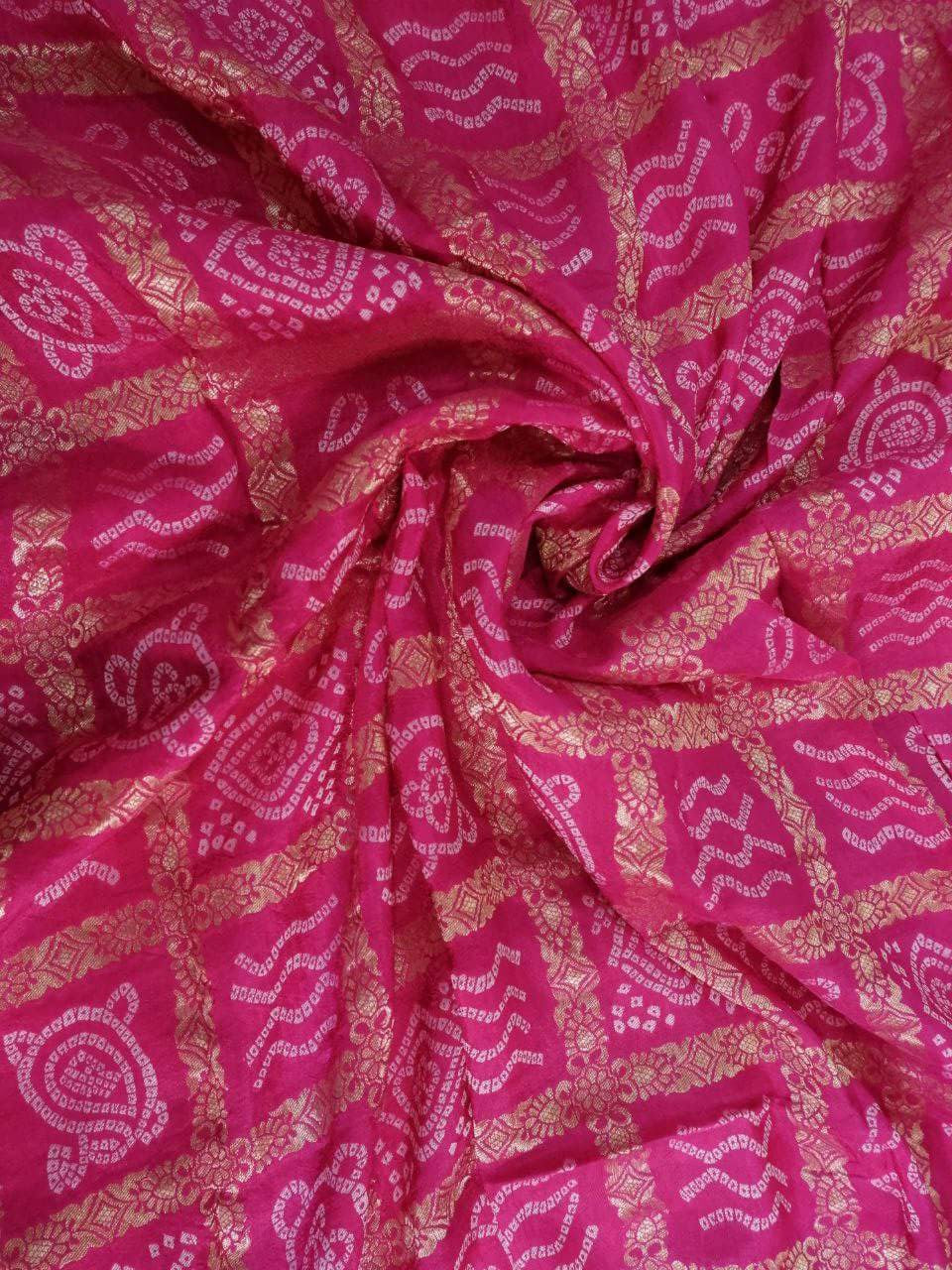 Chinnon Lines Orange Saree with Pink Blouse Online