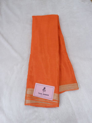 Chinnon Lines Orange Saree with Pink Blouse Online