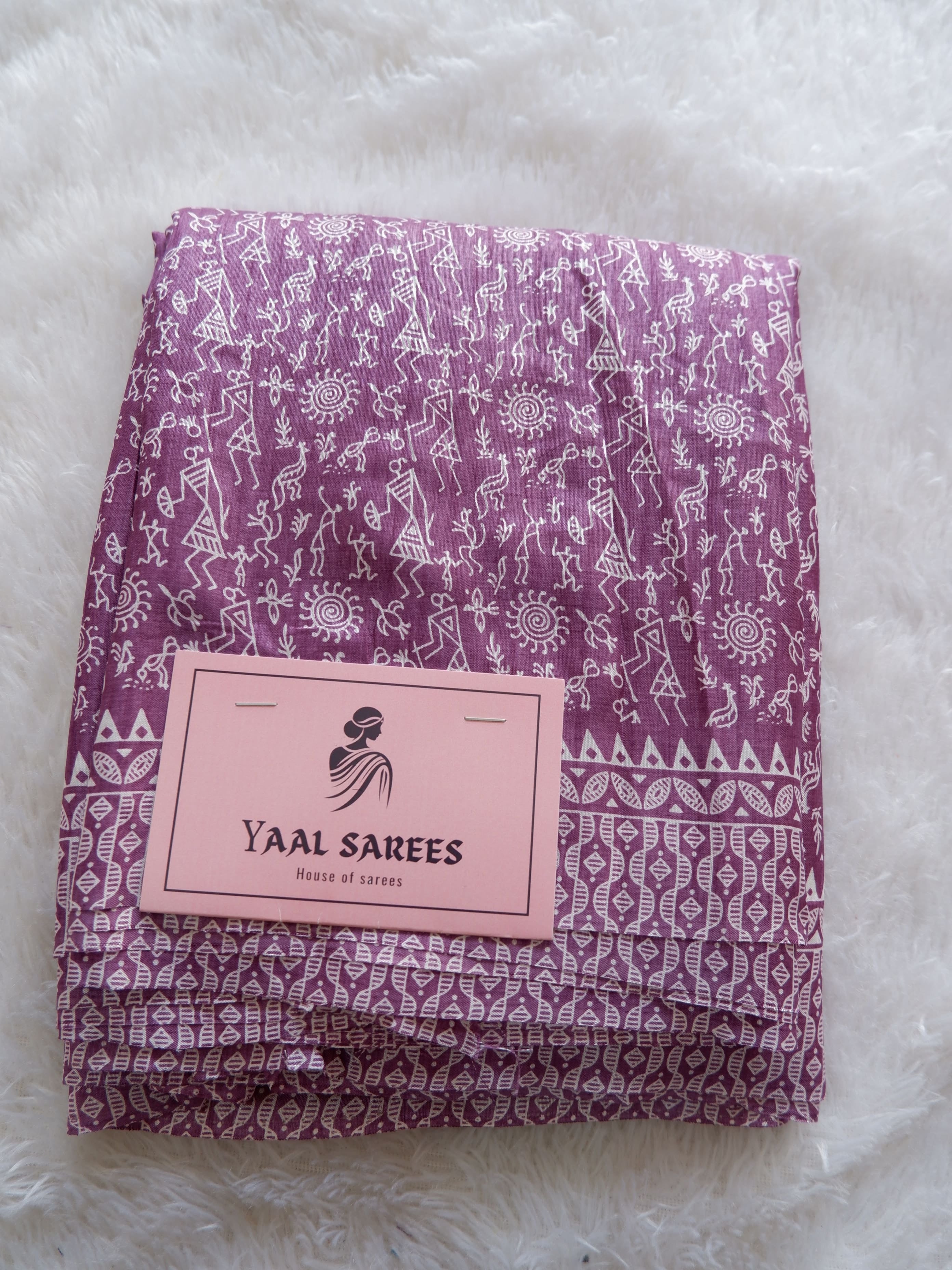Soft Crepe Silk Saree with Artistic Warli Print Design