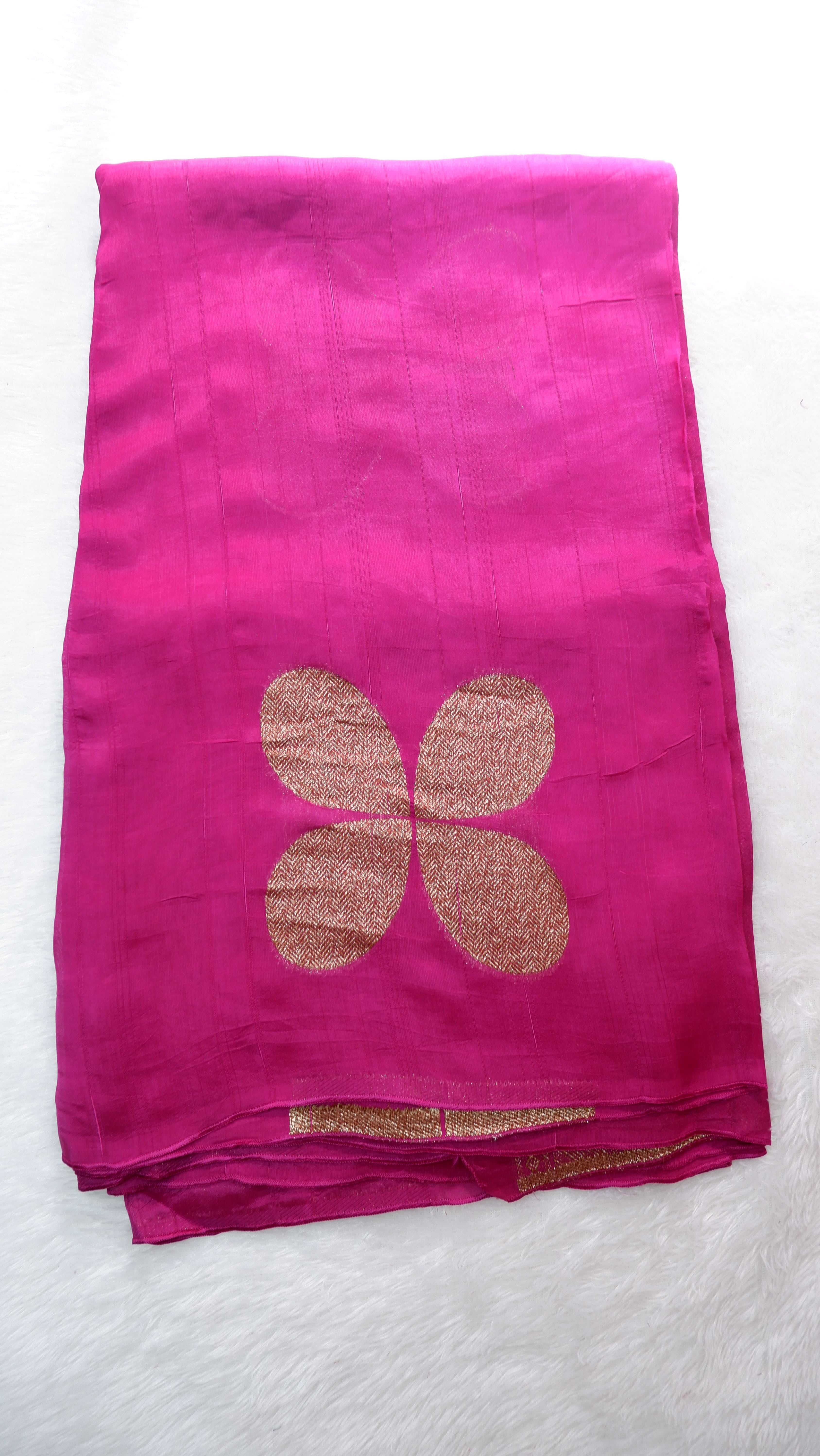 Elegant Embroidered Jute Silk Saree with Matching Border Blouse Piece