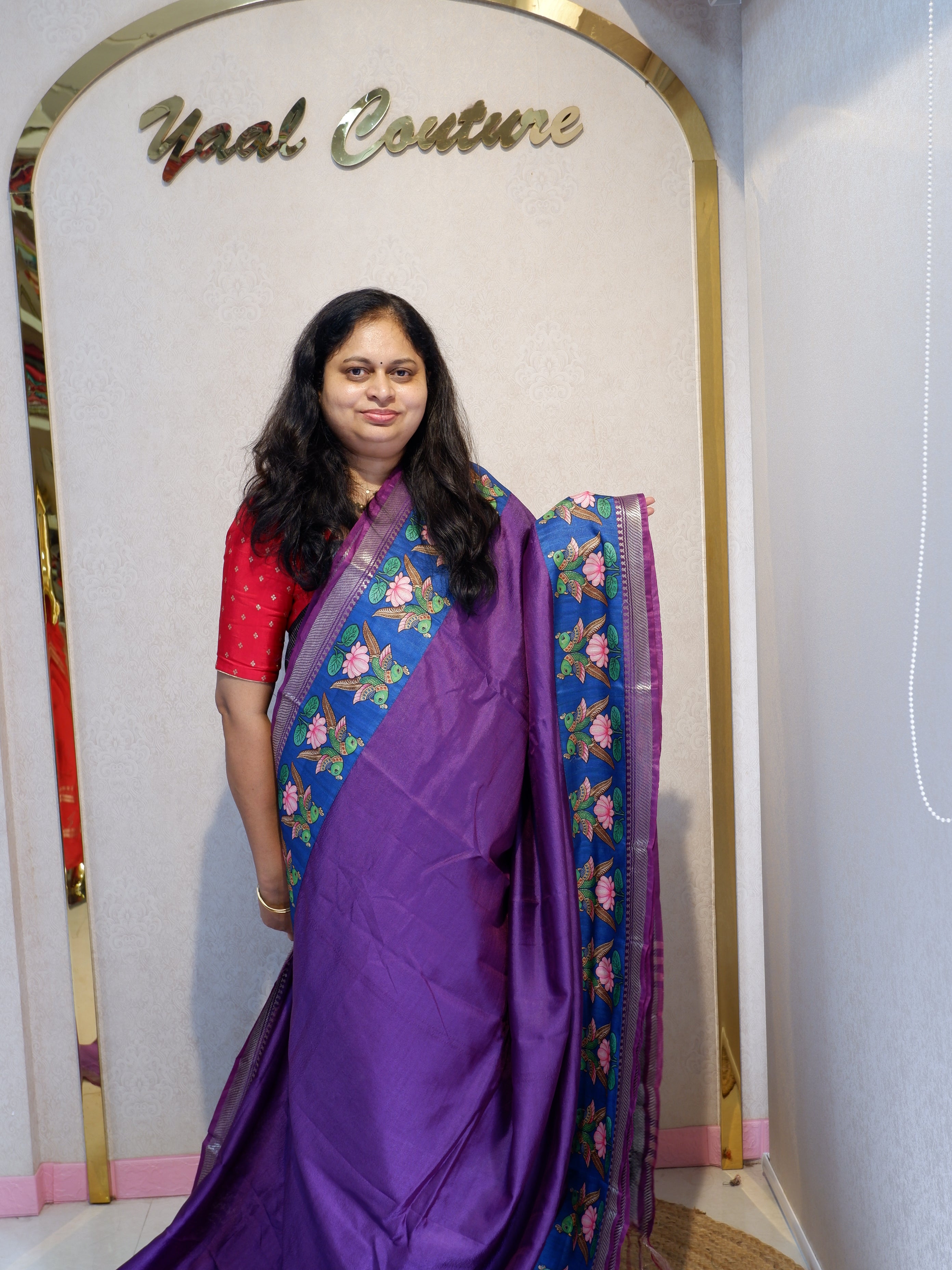 Elegant Crepe Silk Saree with Handcrafted Applique Work | Designer Collection