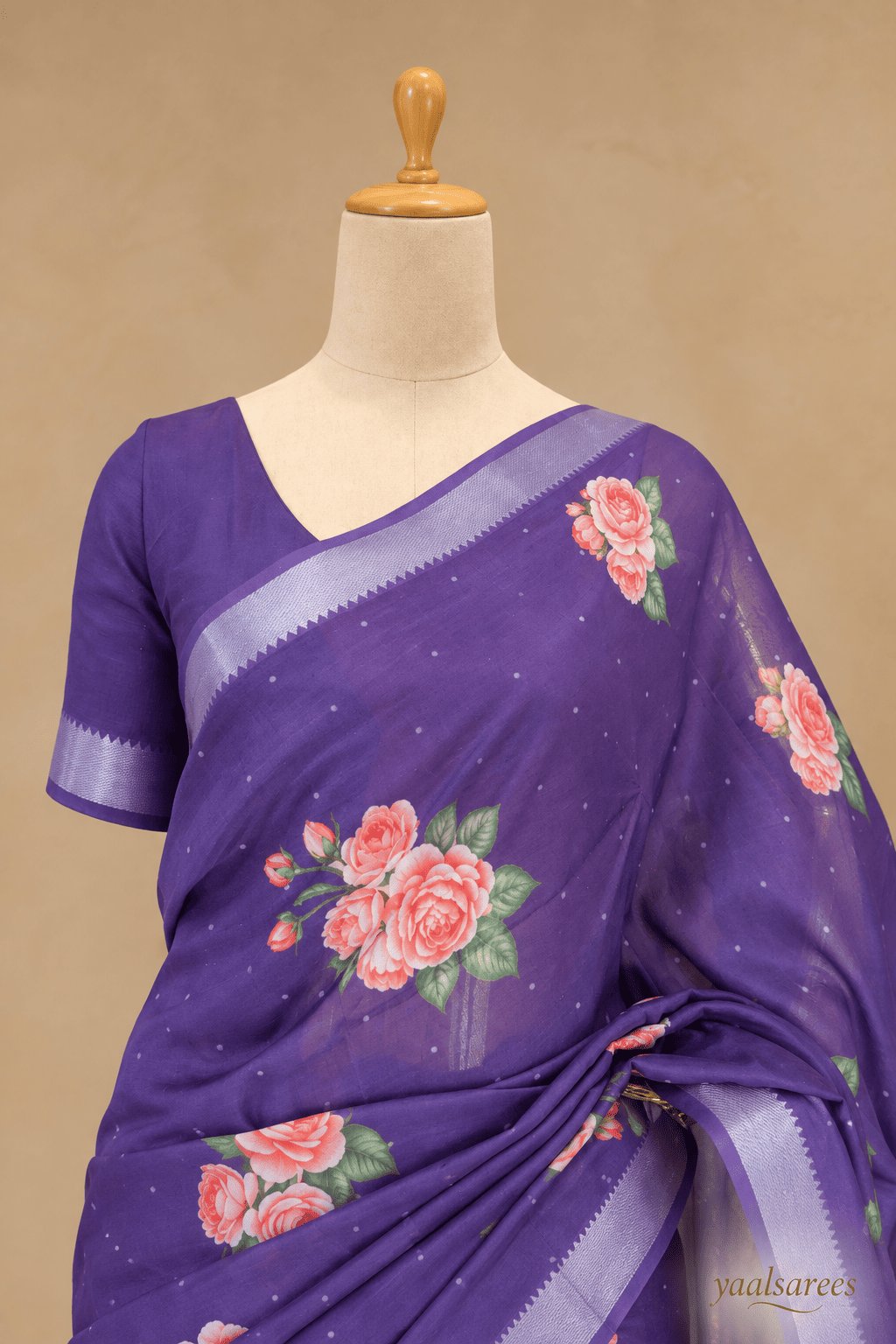 Mangalagiri Polka Digital Print Saree  colour – Elegant Lightweight Cotton Saree
