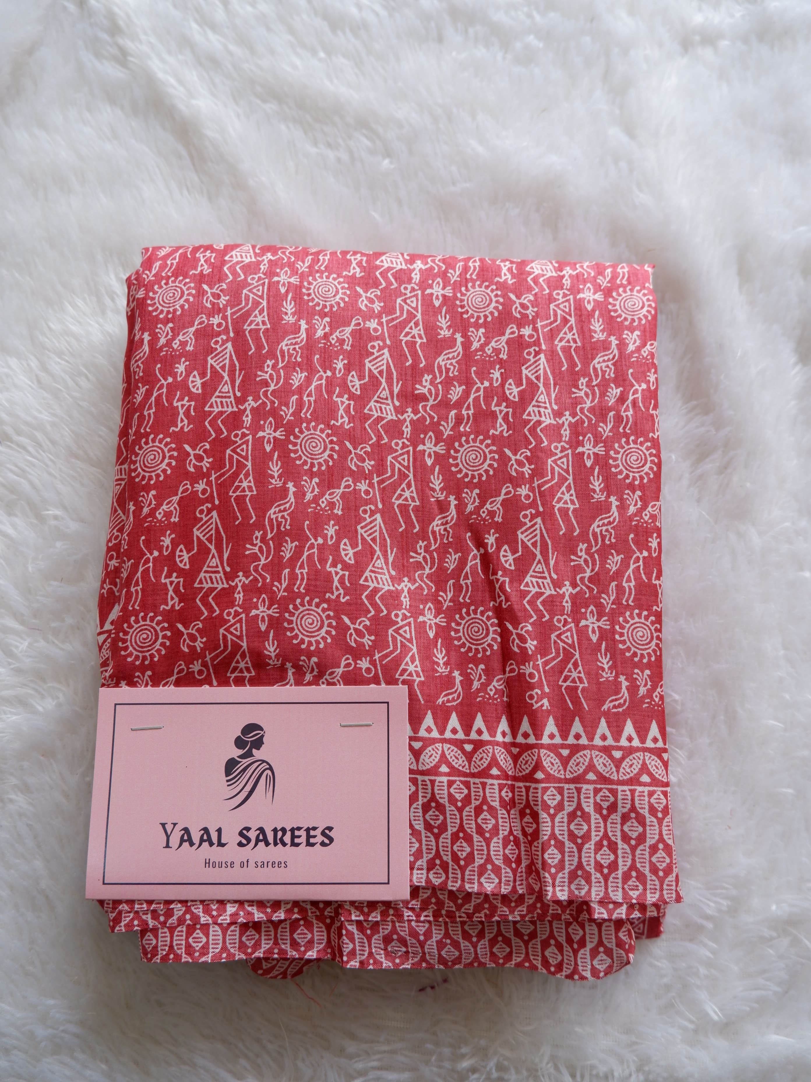 Soft Crepe Silk Saree with Artistic Warli Print Design