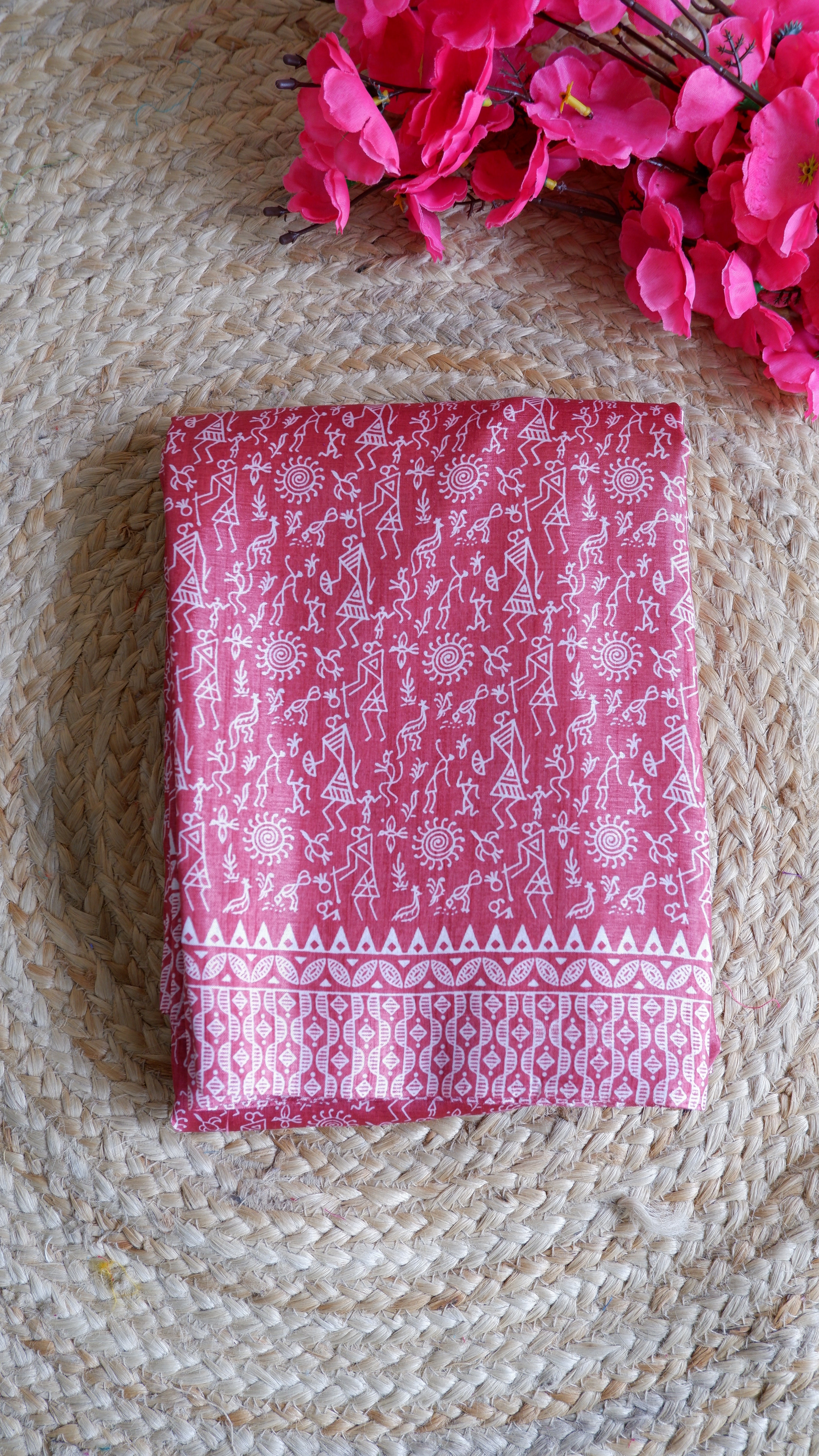 Soft Crepe Silk Saree with Artistic Warli Print Design