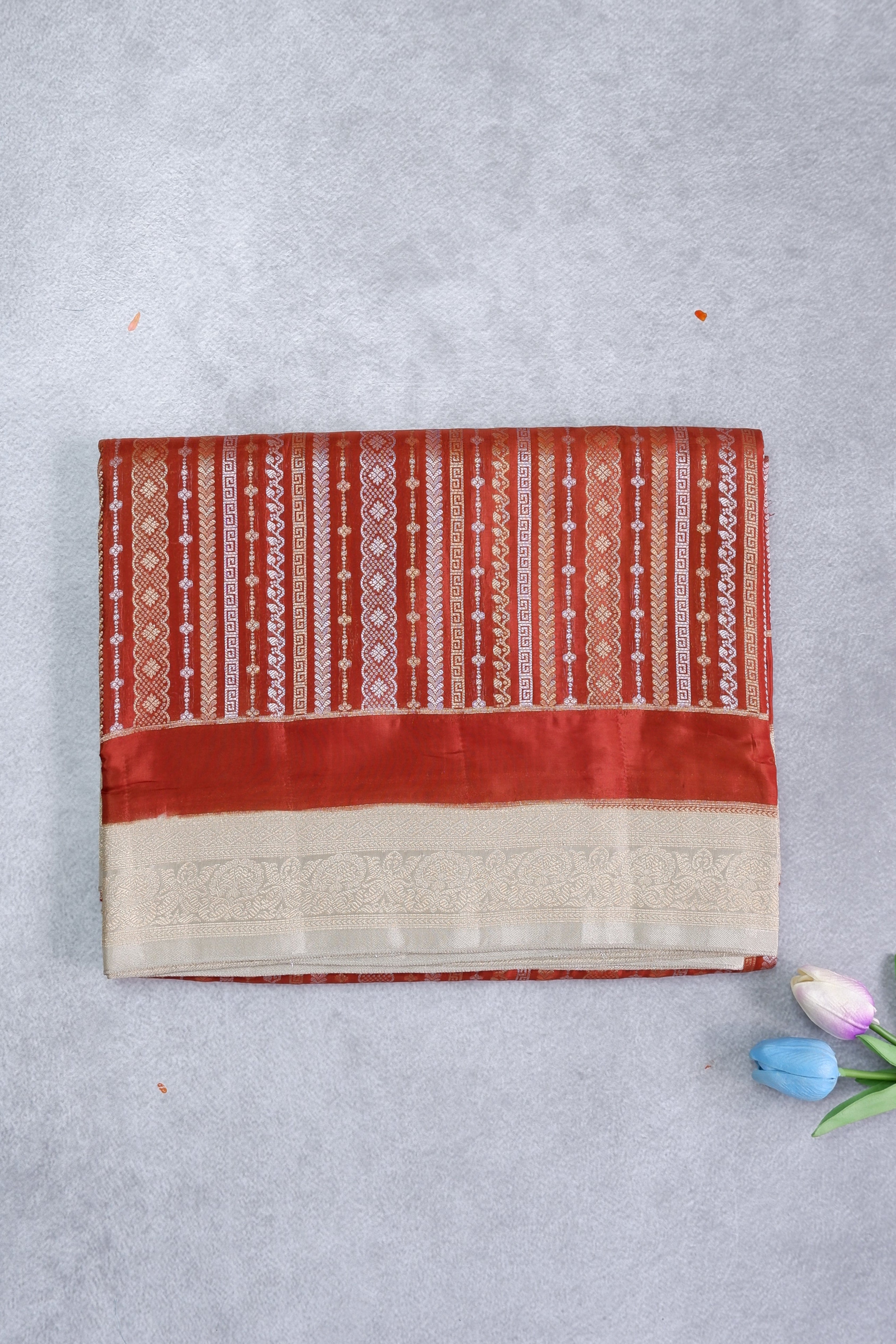 Viscose Silk Saree with Stripes | Shop Online