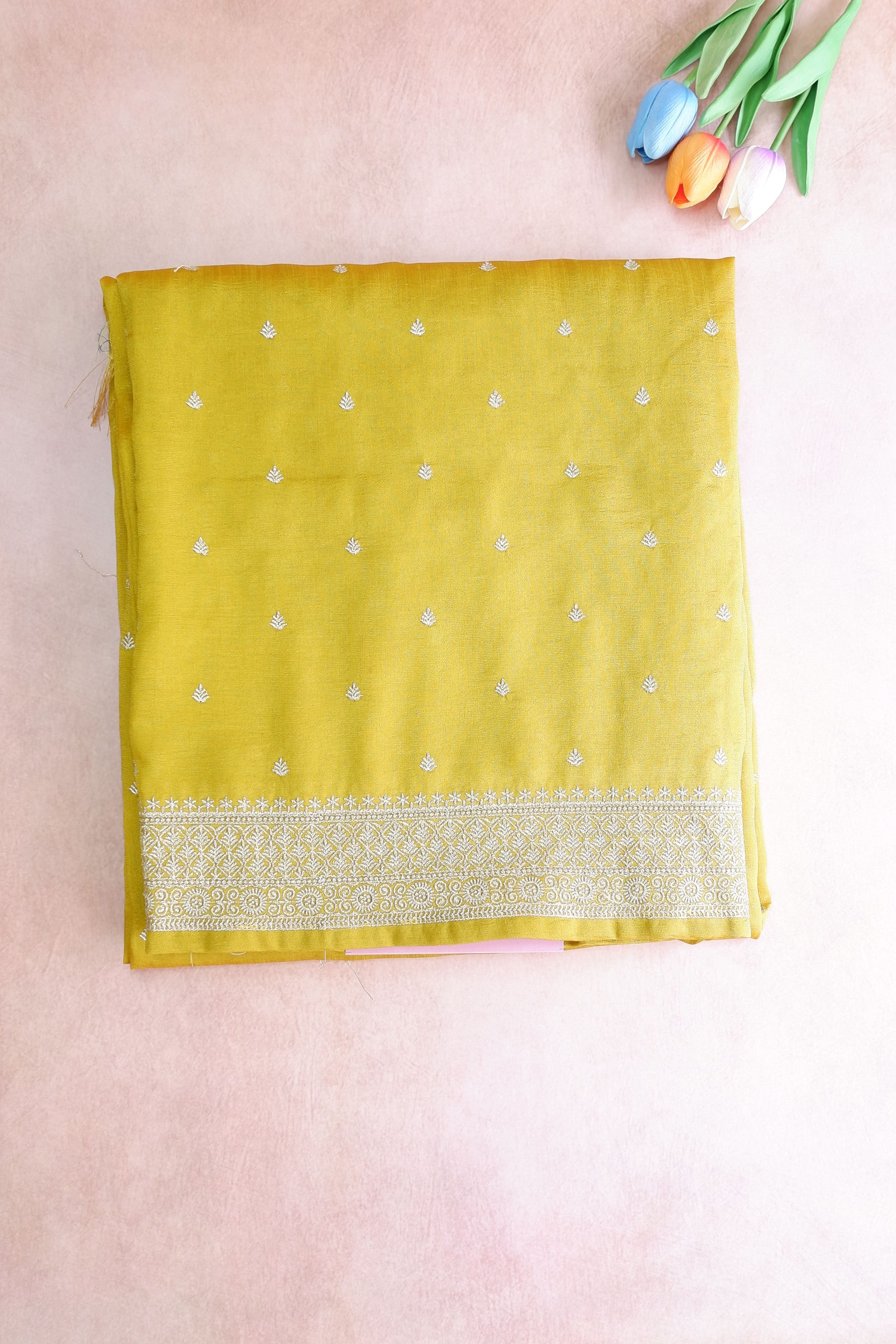 Crepe Silk Saree with Gold Embroidery Work | Shop Online